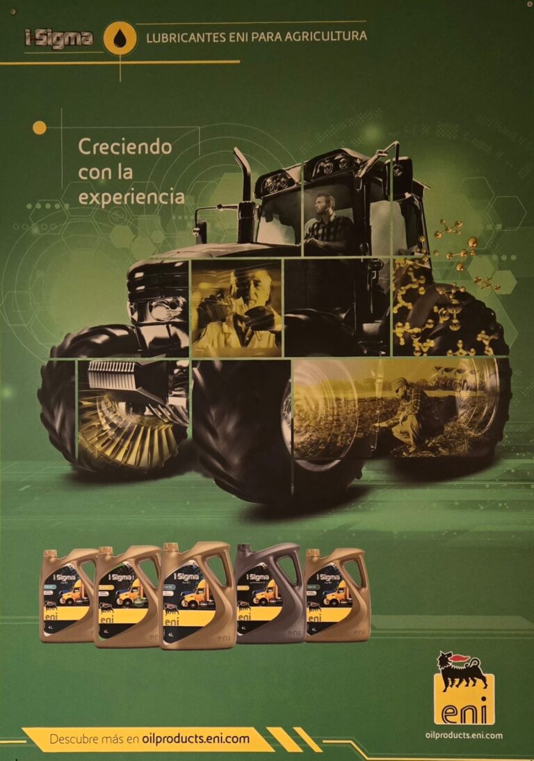 Foto de cartel publicitario de lubricantes ENI para agricultura